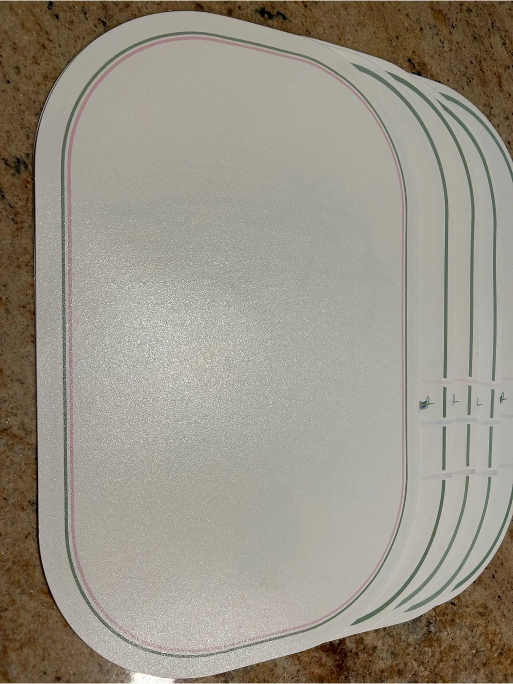 (6)Corning Corelle Shadow Iris reversible vinyl foam placemats 17 1/8”x11.25”New